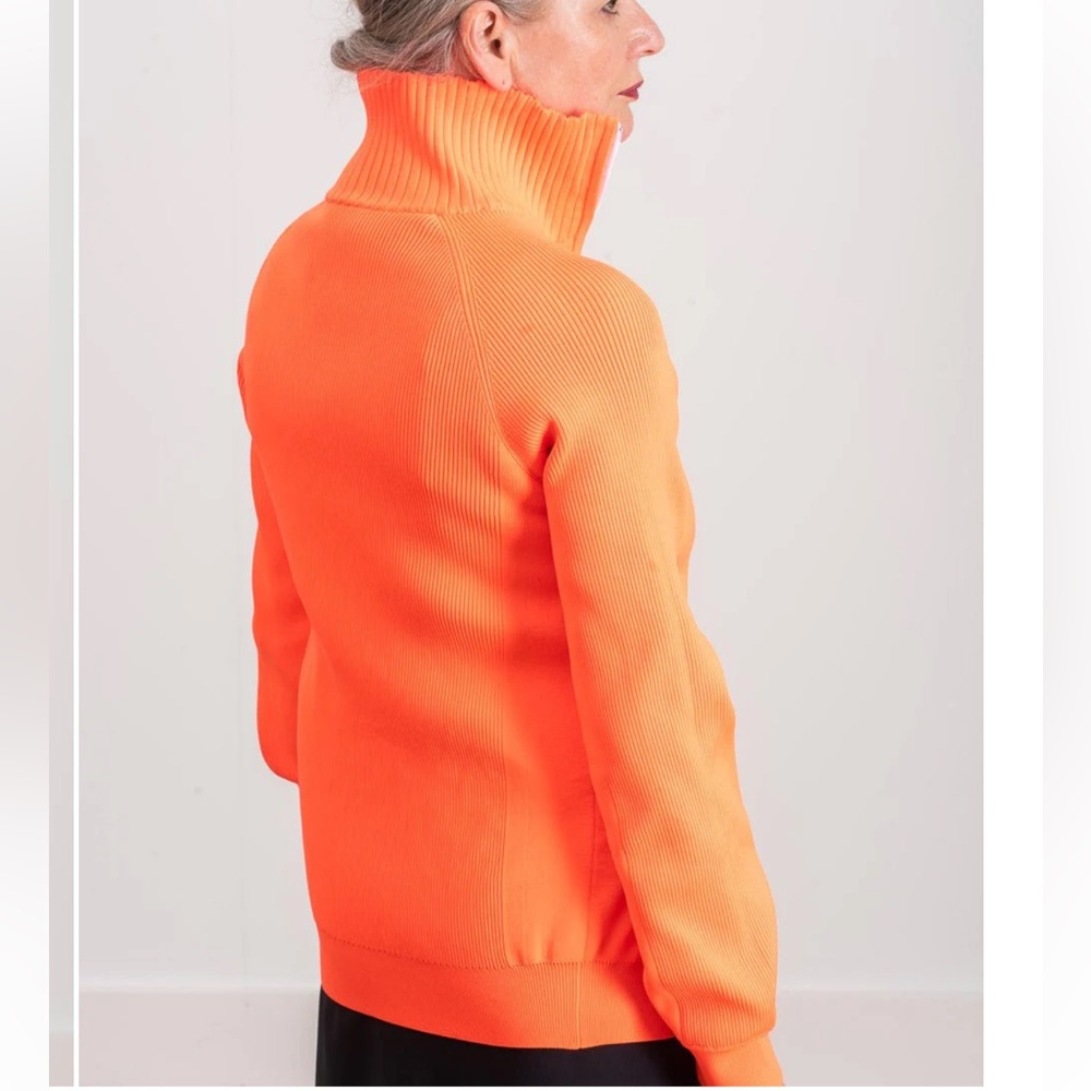 Tibi Neon Orange Ribbed Zip Jacket - Picture 5 of 14
